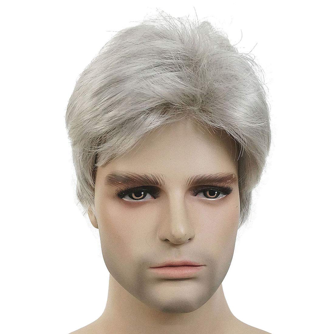 Lydell Men Wig Natural Short Straight Hair Synthetic Full Wigs (51 Silver Grey) — image 1