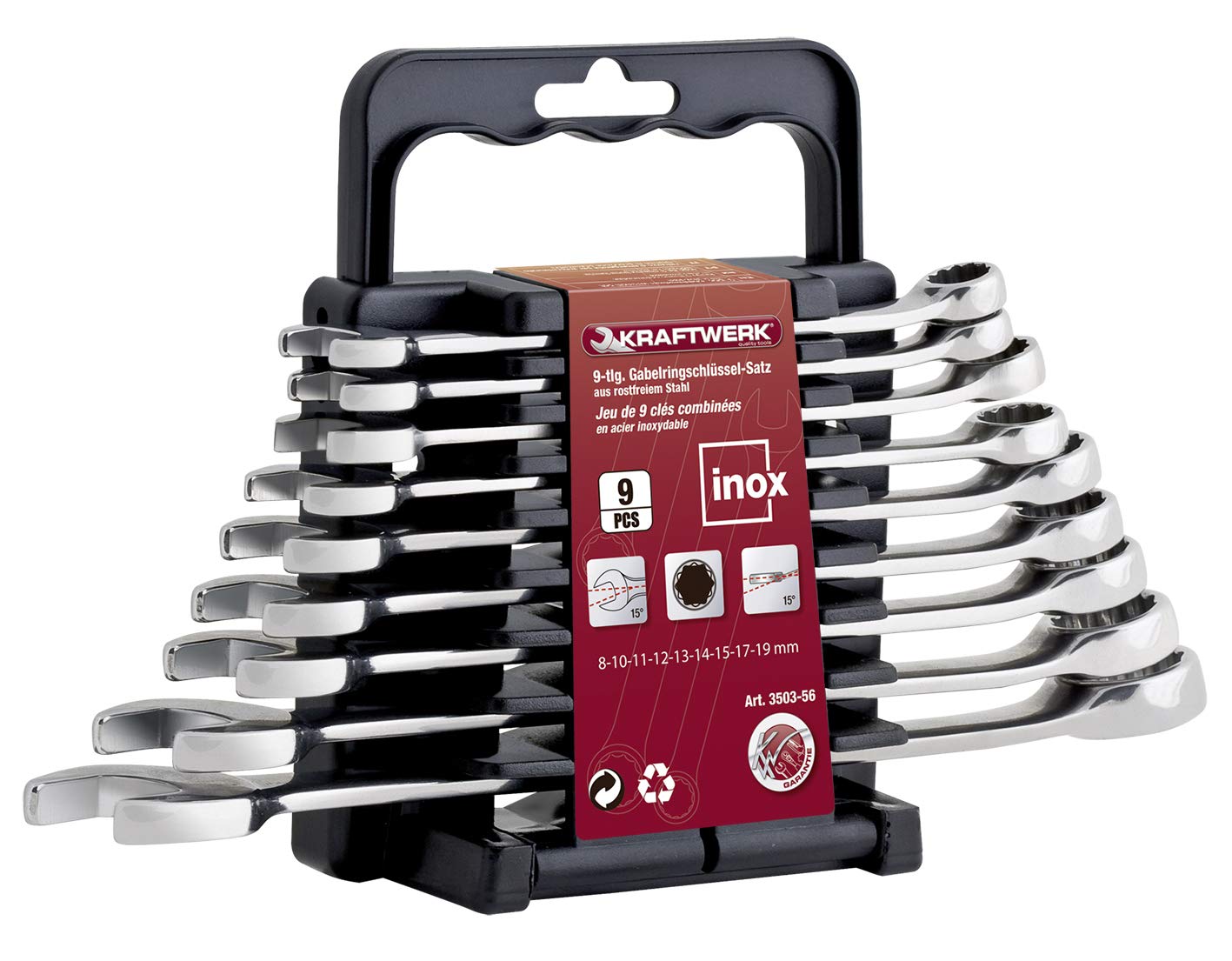KRAFTWERK 3503-56 – Set of 9 Combination Wrenches in Stainless Steel