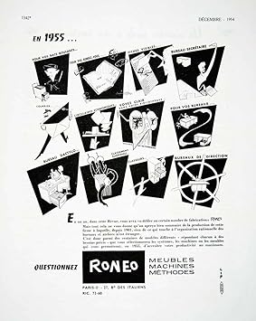 1954 Ad Roneo Office Furniture Filing Cabinet Desk 27 Boulevard
