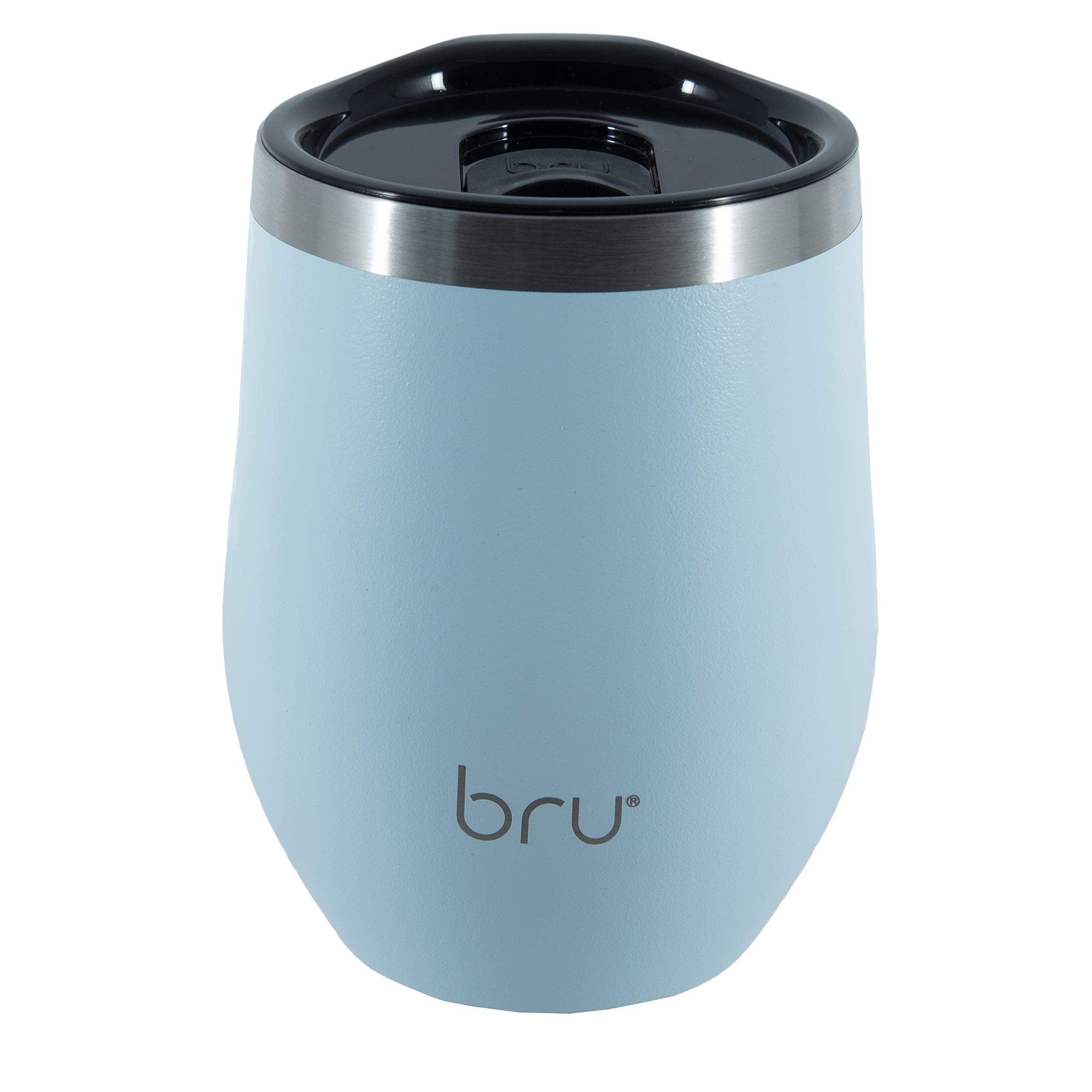 bru Reusable Coffee Cup | Travel Mug | 12oz/340ml | Vacuum Insulated | Stainless Steel | Eco-Friendly Thermal Cup (Blue Echo)