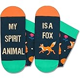 HAPPYPOP Funny Socks for Men Women - Squirrel Giraffe Bear Panda Fox Moose Gifts for Teens