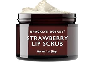 Brooklyn Botany Lip Scrub Exfoliator 1 oz – Lip Moisturizer for Dry Lips and Chapped Lips – Gentle Lip Exfoliator for Smooth and Brighter Lips – Strawberry Flavor