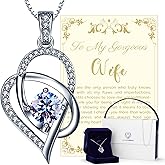 Gift for Wife from Husband, 1 Carat Heart Moissanite Necklace, 925 Sterling Silver Pendant with 2 Chains, Romantic Anniversary, Birthday, Valentine’s Day, or Wedding Gift in Elegant Box for Her