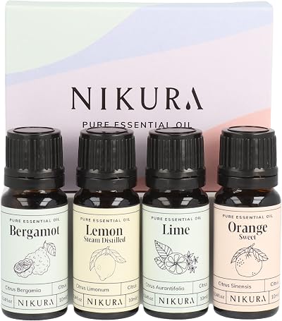 Nikura Citrus Oils Set 4 x 10ml Bergamot Lemon Lime Sweet Orange
