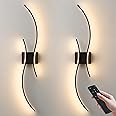 KARTOOSH Battery Operated Wall Sconces Set of Two with Remote Control, Stepless Colors 3000K-6000K & Dimming, LED Black Wireless Wall Light for Living Room, Hallway, Bedroom, 39.3 Inch (2 Pack)