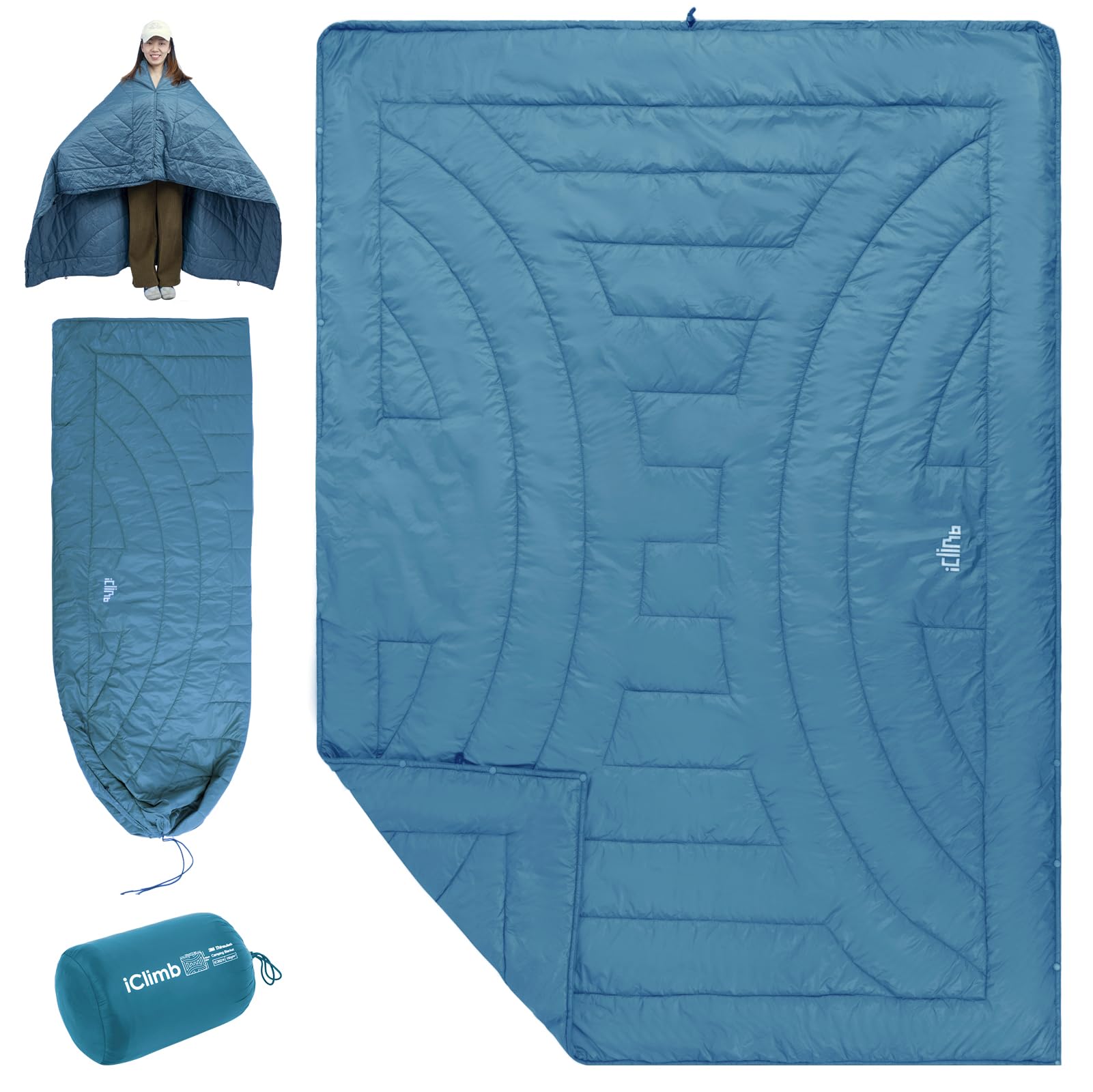 iClimb 3M Thinsulate Insulation Warm Camping Blanket Ultralight Compact (Blue, 1.52 lb) Image