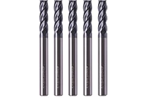 BestParts High Performance 5Pcs 3/16" Solid Carbide Square End Mills, AlTiN Coated, 4 Flute, 30 Degree Helix, 3/16" Cutting Diameter, 3/16 inch Shank Diameter, 5/8" Length of Cut, 2" Overall Length