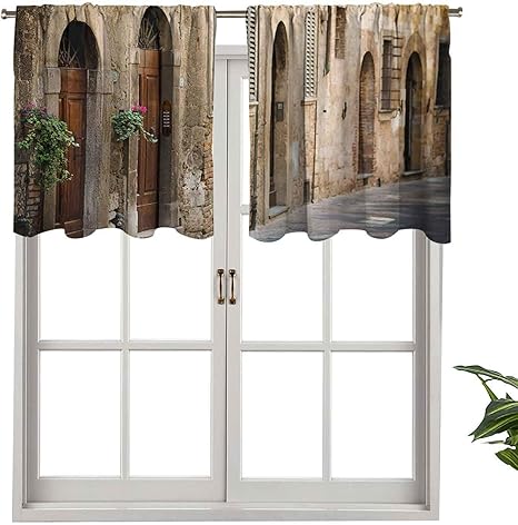 Cenefa de cortina opaca con bolsillo para barra, diseño de casa antigua