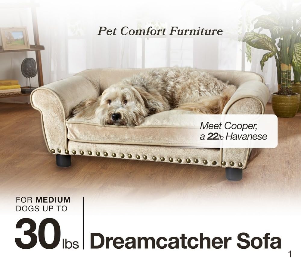 Enchanted Home Pet Dreamcatcher Dog Sofa, 32.5 by 21 by 12-Inch, Caramel : Pet Supplies