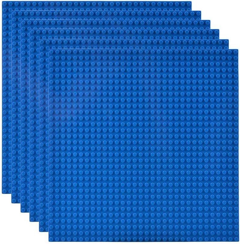 Lekebaby 6 Pack Large 10x10 Building Baseplates 32x32 Studs Blue