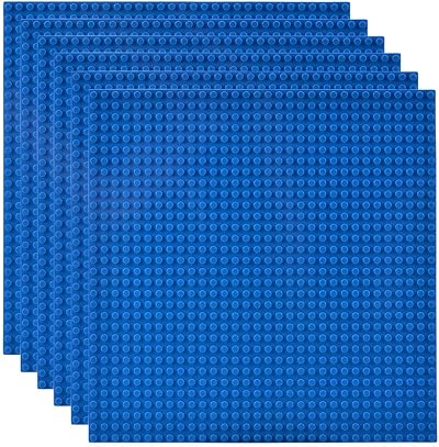Lekebaby 6 Pack Large 10x10 Building Baseplates 32x32 Studs Blue