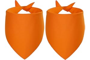 Agroon Blank Dog Bandanas Orange XLarge 2PCS, DIY Solid Cotton Scarf, Durable Triangle Reversible Bibs Handkerchief for Puppy Pet, Personalized Birthday/Party Fun Idea Gift