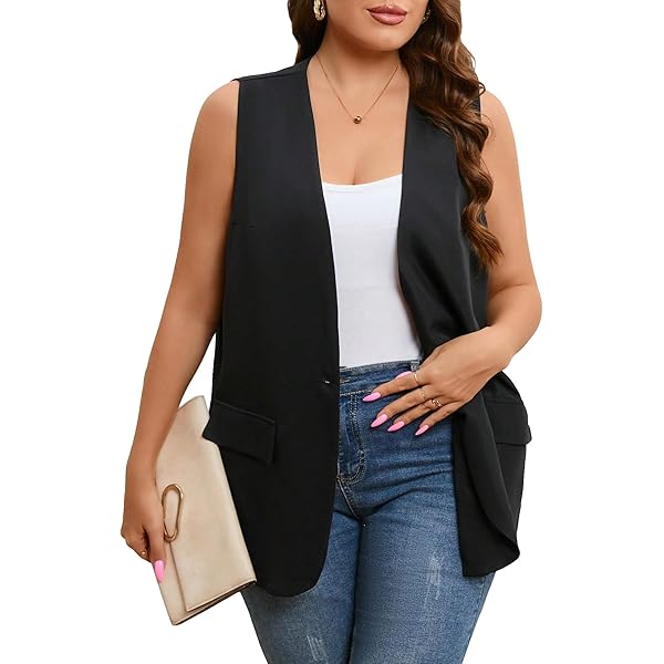 heipeiwa Women's Satin Silky Textured Vest Button Down