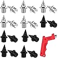 AUGSUN 20pcs 1/4inch Hard Steel Track and Cross Country Spikes with Spike Wrench, Replacement Spikes for Sprint Sports Short Running Shoes(Black+Silver)