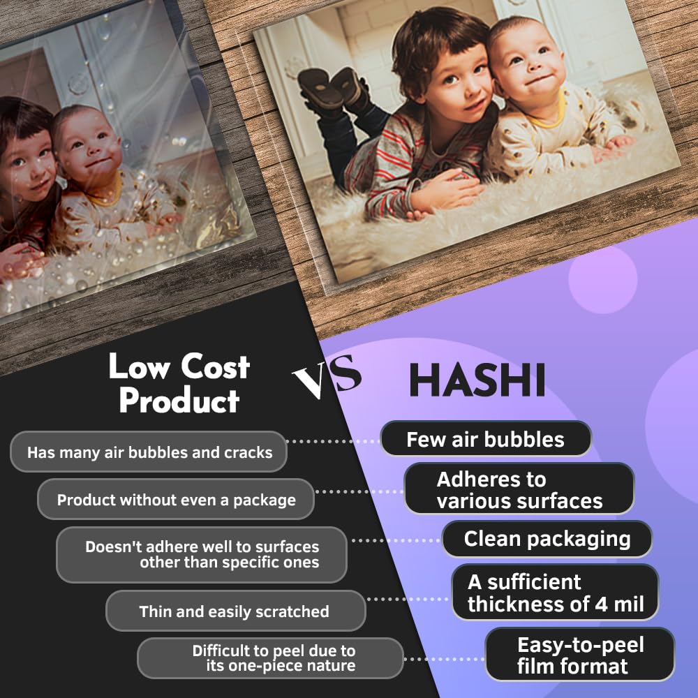 Self Adhesive Laminating Clear Sheets, 4mil, Pack of 20, Letter Size (8.5 x 11 Inches) No Heat, No Machine, Laminate Sheets Self Sealing, Contact Plastic Paper by HASHI