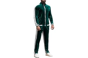 RPOVIG Velour Tracksuit Sweatsuit Velvet:Men's Jogging track suit 2 Pieces Set Zip Up Sweatshirts Jacket Pants With Pockets