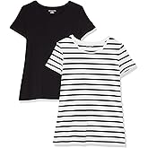 Amazon Essentials Women's Regular-Fit Short-Sleeve T-Shirt (Crewneck and V-Neck Options), Multipacks