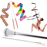 SIRCLES 20 inch Twirling Marching Baton in Stainless Steel with Rubberized Ends Mini Shaft 3/8 with 2 Dancing Ribbons (20 Inch)