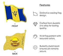 Barbados Flag Lapel Pin - Enamel Metal National