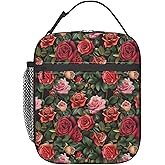 ainori Reusable Floral Lunch Box for Kids Girls Women Adult, Insulated Rose Flower Artistic Lunch Bag,Polyester Cooler Handbags Case for School Picnic Work Travel Beach or Hiking