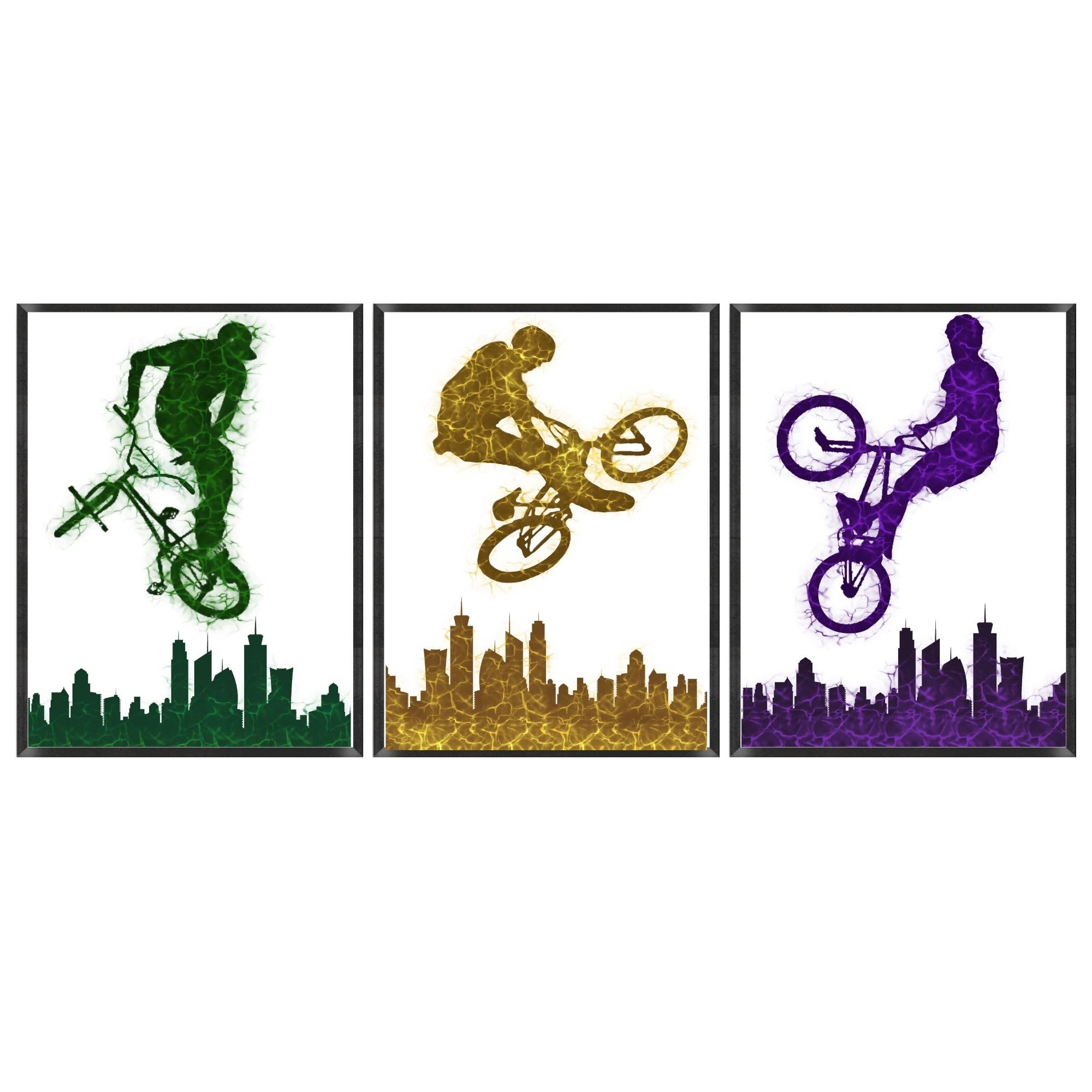 Biking Wall Art Prints | Unframe biker Posters | Biker Room Decor For Men Kids Teenagers | Motocross Poster Set of 3 For Bedroom Man Cave, Motocross Wall Decor (A4)