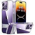 TORRAS MoonClimber Designed for iPhone 14 Pro Case Clear with Stand Metal Kickstand, Non-Yellowing, 10FT Military Drop Protective Shockproof Slim Hard Case for 14 Pro Phone Case with Kickstand, Clear