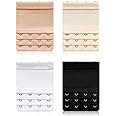 JELIEE 4 PCS Women's Bra Extenders 4 Hooks 3 Rows Stretchy Bra Extension Strap Elastic Bra Band Hook Bra Strap Extender Bra Extenders 4 Hooks Plus Size