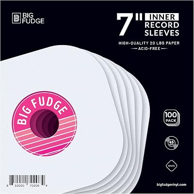 BIG FUDGE 7 inch Inner Sleeves 100 Pcs Heavyweight Acid-Free Anti Static