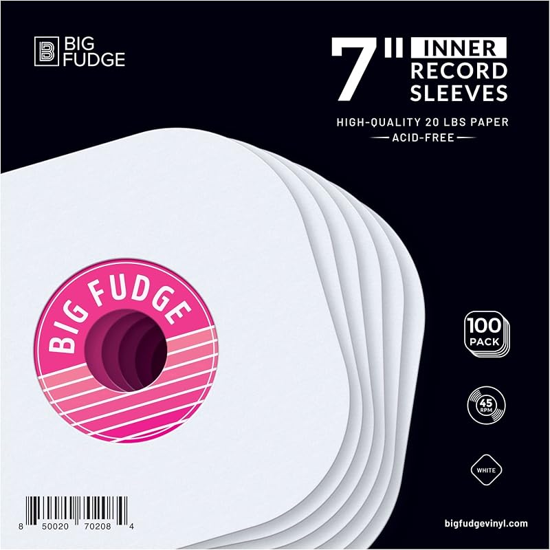BIG FUDGE 7 inch Inner Sleeves 100 Pcs Heavyweight Acid-Free Anti Static