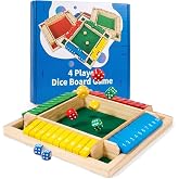 ZUNIPLEX Multicolor Shut The Box Game 4 Player Math Board Games | Vibrant colorful wooden blocks with dice. Easy quick fun for kids 8-12, adult parties, pub events and family nights