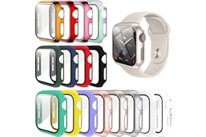 PKMH [16 Pack] Hard PC Case with Screen Protector Compatible for Apple Watch Series 4/5/6/SE 40mm, Full Edge All Around Protective Bumper Anti-Scratch Frame Cover for iWatch Smartwatch Accessories