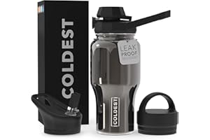 THE COLDEST WATER COLDEST Sports Water Bottle - 3 Lids (Chug Lid, Straw Lid, Handle Lid) Tumbler with Handle on Lid Water Bottles Cup Vacuum Insulated Stainless Steel, Fits Cirkul Lid (26 oz, Polished Graphite)