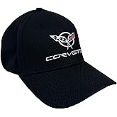 Corvette Embroidered Stretch Fitted Hat - Chevrolet Performance Racing Cap - Officially Licensed by GM