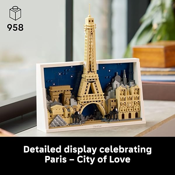 LEGO ARCHITECTURE PARIS – CITY OF LOVE BUILDING SET FOR ADULTS – GIFT FOR BIRTHDAYS – OFFICE OR BEDROOM DECOR FOR WOMEN & MEN, AGES 18+ – W/FRAME FOR DISPLAY – 21064