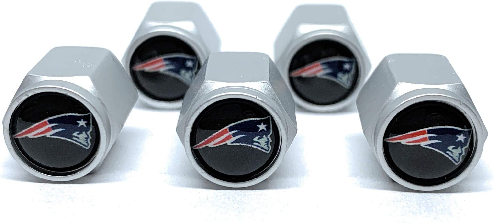 Buycleverly New England Car Tire Air Valve Caps Auto Wheel Tyre Dust Stems Cover with Emblem Patriots Waterproof Dust-Proof Universal fit for Set/5 Pcs for Cars Luxury