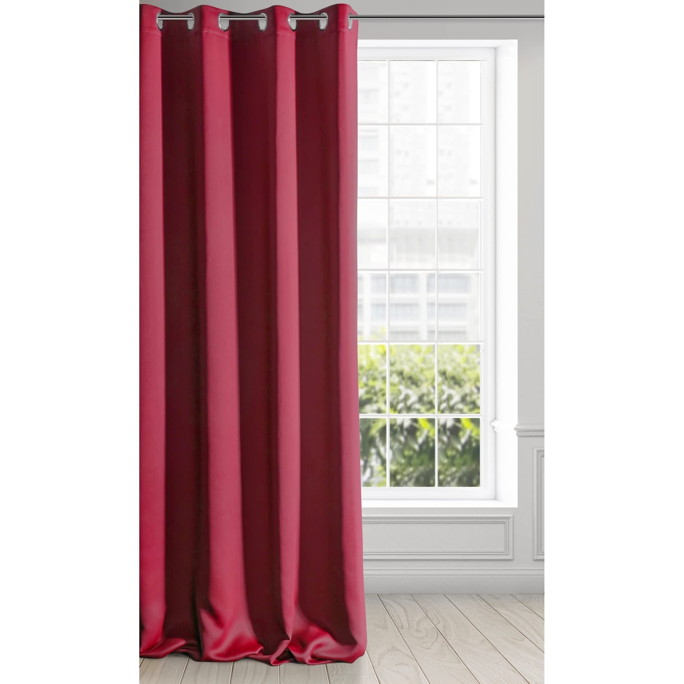 Eurofirany Extra Long Blackout Curtain-1 Unit Eyelets, Light Blocking Darkening Bedroom Living Room, Fabric, Red, W53 x L98