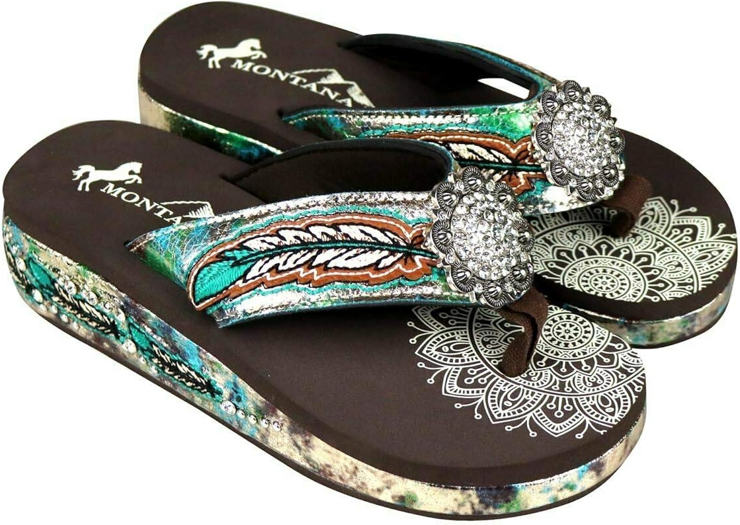 turquoise rhinestone sandals