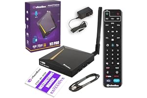 GENERIC 2024 Newest vSeeBox V2 Pro 6K with Voice Control Remote - Includes Easy Setup Guide by Seller, and CA Support - Android 10, Quad-Core, 4GB RAM, 32GB Storage