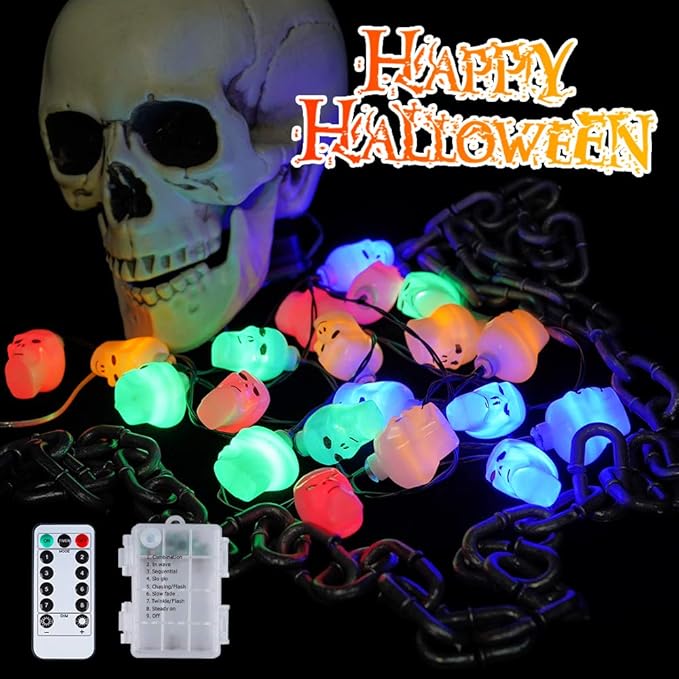 Xmas Party Decor Skeleton Skull String Night Light Funny Home Decoration Solar Powerd Led Wind Chimes Hanging Light Outdoor Decor Patio Lawn Garden Urbytus Com