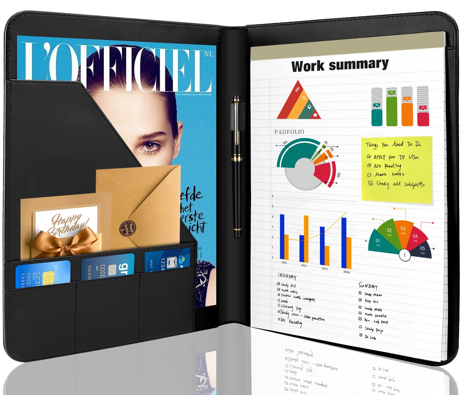 Photo 1 of Jancosta 1 Pack Business Padfolio Portfolio with Letter Size Writing Notepads (New Black 1 Pack)