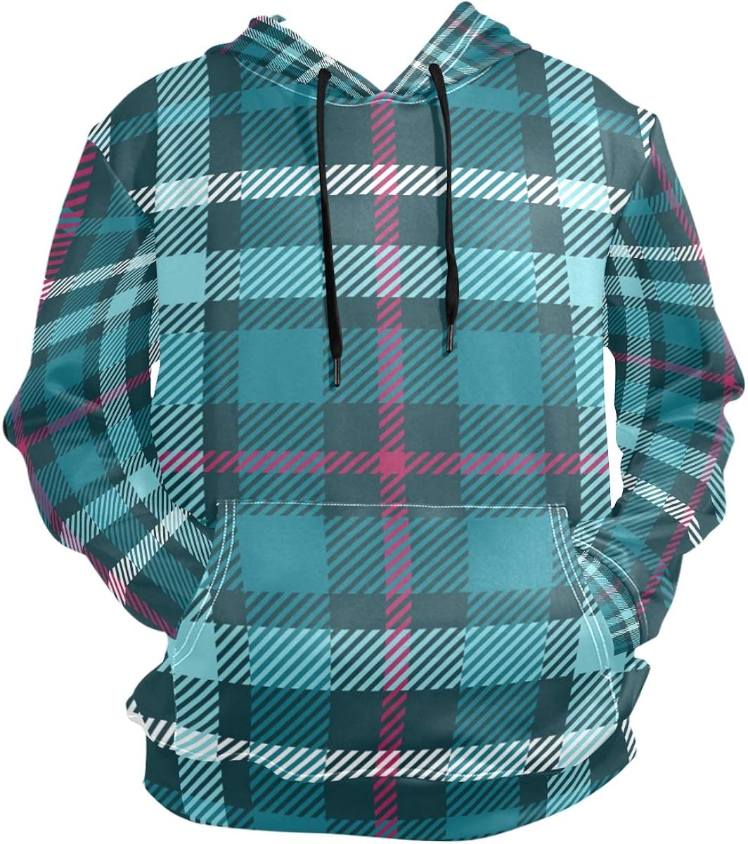 plaid mens hoodie