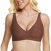 Jelly Wireless Bra Deep V Push Up Seamless T-Shirt Comfortable Plunge No Underwire Bras with Adjustable Straps Everyday Bras