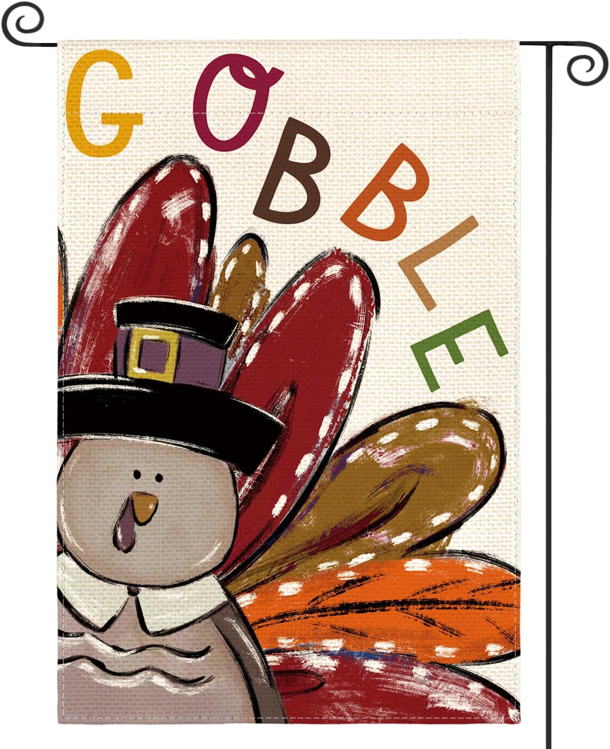 Flags - AVOIN colorlife Thanksgiving Turkey Garden Flag 12x18 Inch Double Sided, Gobble Harvest Holiday Yard Outdoor Decorative Flag