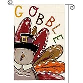 AVOIN colorlife Thanksgiving Turkey Garden Flag 12x18 Inch Double Sided, Gobble Harvest Holiday Yard Outdoor Decorative Flag