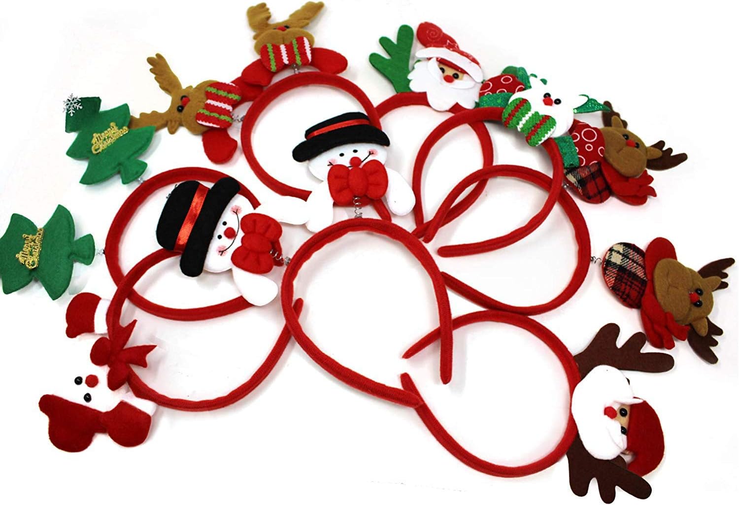 THE TWIDDLERS, 8 Christmas Headbands in Assorted Xmas Designs, Christmas Hats for Kids & Adults, Stocking Filler, Fancy Dress