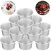 Nodaaiie 12 PCS Mini Aluminum Round Cake Pans, Nonstick Pudding Baking Molds for Muffin, Cheesecake, Tart, 3.74 x 2 x 2.87 Inch