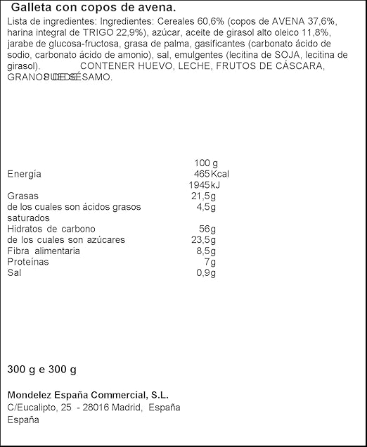 Fontaneda Digestive - Galleta con Copos de Avena, 300 g: Amazon.es: Alimentación y bebidas