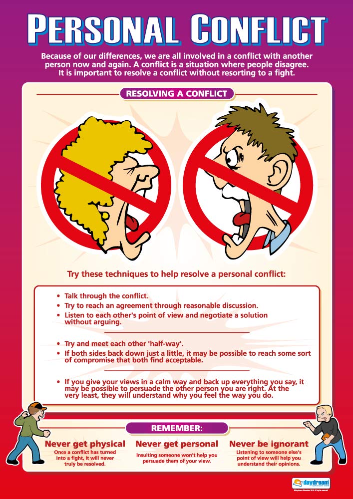 Daydream Education Personal Conflict | PSHE Posters | Laminated Gloss Paper measuring 850mm x 594mm (A1) | PSE Classroom Posters | Education Charts