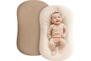ZAMLORY Muslin Baby Lounger Cover - 2 Pack Organic Cotton Baby Pillow Lounger Cover for Newborn - Soft and Breathable Infant Pillow Lounger Cover - Covers Only