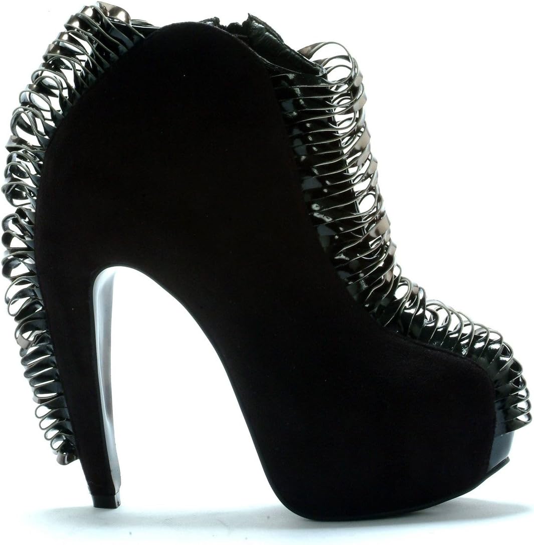BP575-ZILLA 5" Velvet Bootie With Coil Trim Shoe,10,Black